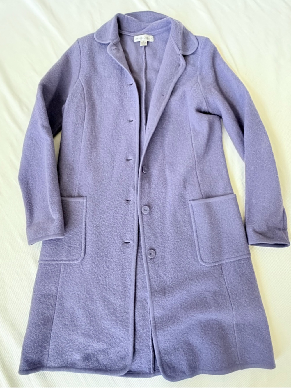 Casual Corner Womens Jacket Longsleeve Purple Knee Length Wool Casual Purple S